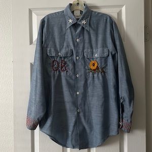 Vintage JCPenney Big Mac Embroidered Chambray Button Down Shirt